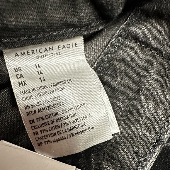 NWT American Eagle denim ruffle skirt size 14 black acid wash - Picture 8 of 9